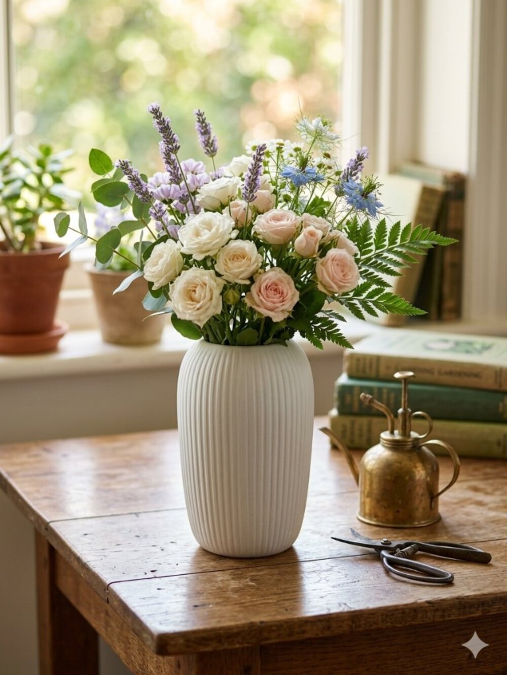 Medium White Textured Stoneware Vase